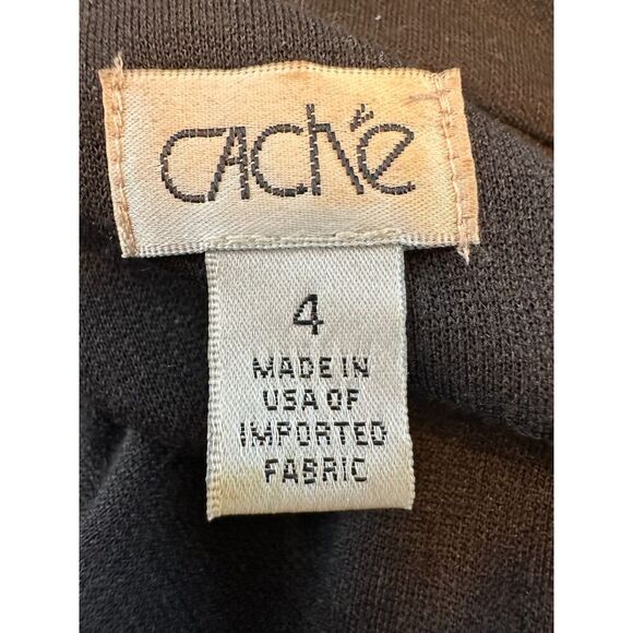 Vintage Cache Moto Black Midi Bodycon Zipper Dress Size 4 - Picture 6 of 6